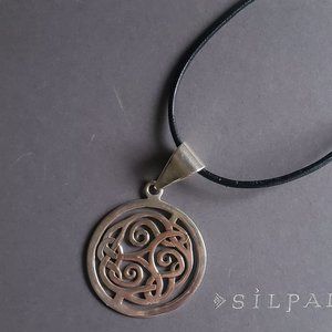 Silpada .925 Sterling Silver Celtic Pendant on leather chain